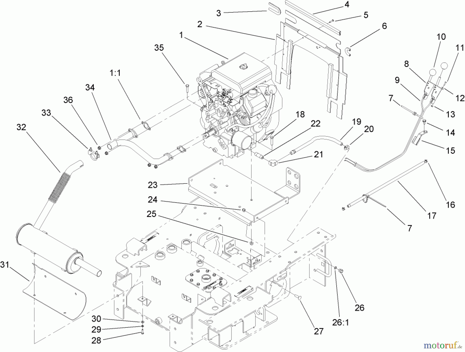 Compact Utility Loaders 22307 - Toro Dingo TX 425 Wide Track Compact Utility Loader (SN: 270000001 - 270999999) (2007) ENGINE AND MOUNT ASSEMBLY
