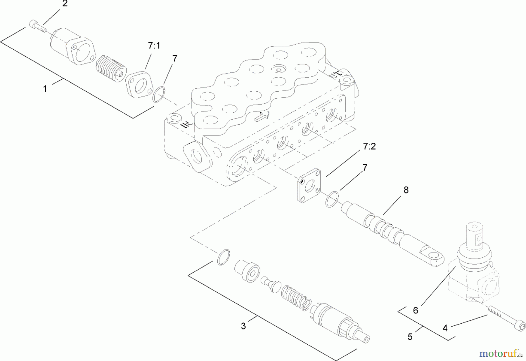  Compact Utility Loaders 22317 - Toro Dingo 220 Compact Utility Loader (SN: 313000001 - 313999999) (2013) HYDRAULIC VALVE ASSEMBLY NO. 105-6246